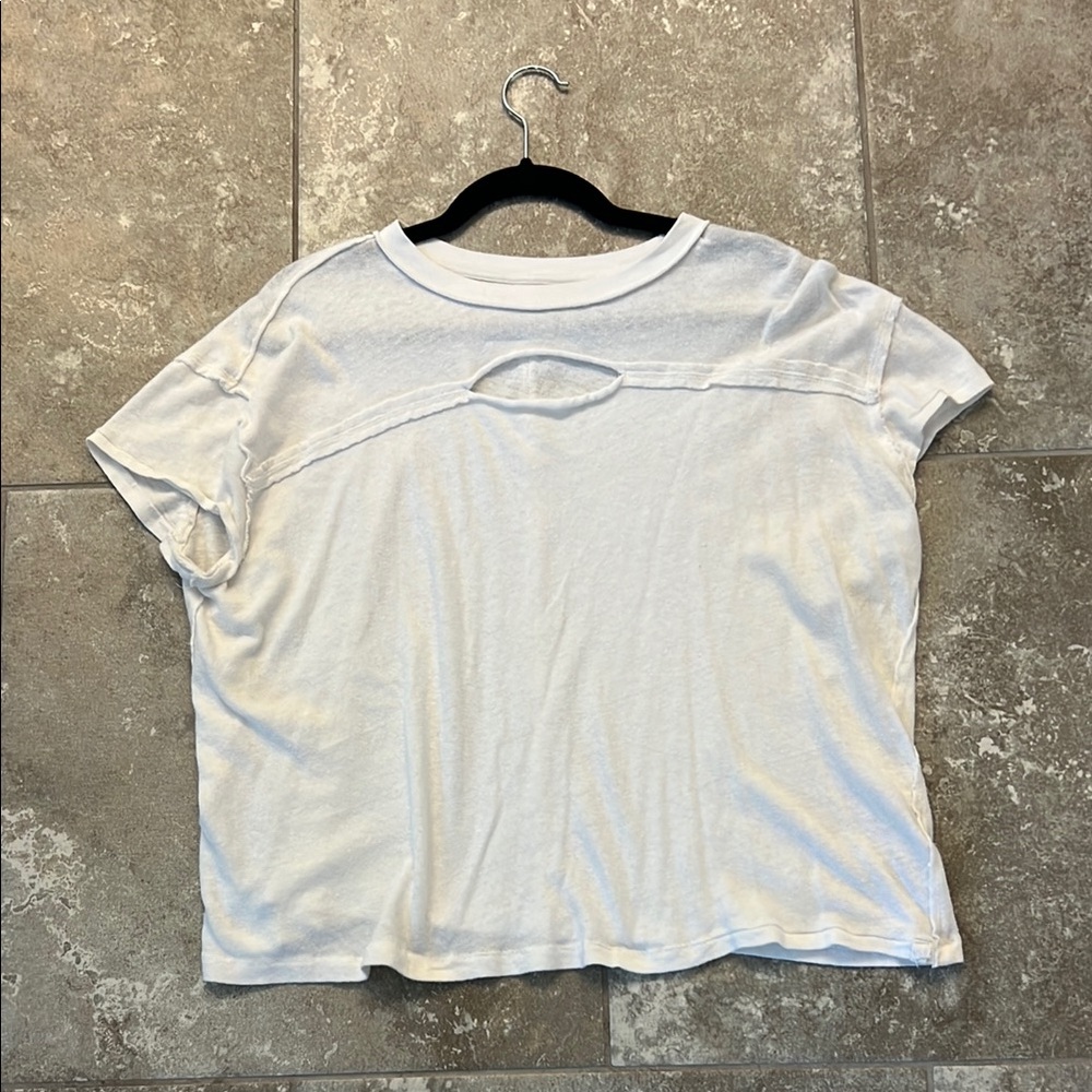 We The Free Cream Boxy Cut Out Tee